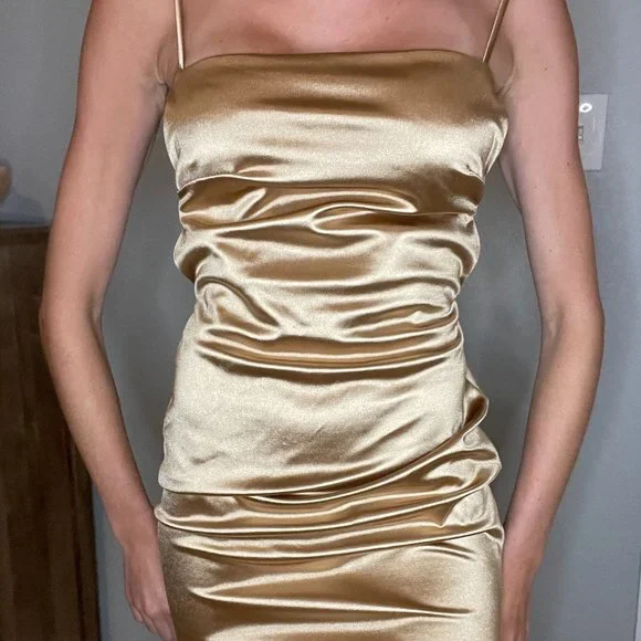 Princess Polly | Dresses | New Gold Club Mini Dress Shiny Material Backless  Bodycon Size S